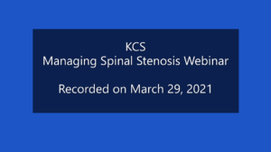 Cover for managing spinal stenosis physiotherapy webinar